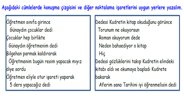 4. Sınıf Türkçe (Tırnak İşareti-Kısa Çizgi-Konuşma Çizgisi) Noktalama İşaretleri-4