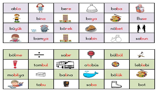 1. Sınıf İlk Okuma Yazma B-b Sesi Okuma Tombalası