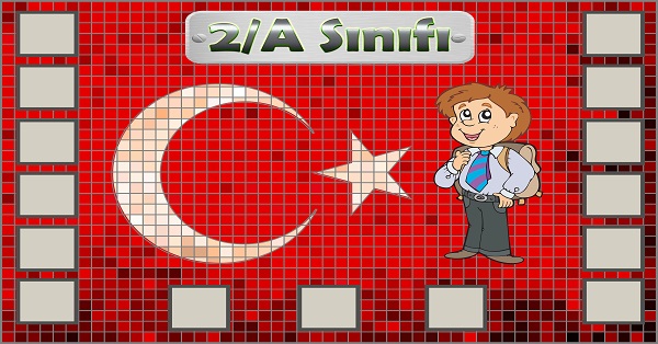 Model 54, 2A şubesi için Türk bayraklı fotoğraf eklemeli kapı süslemesi - 15 öğrencilik