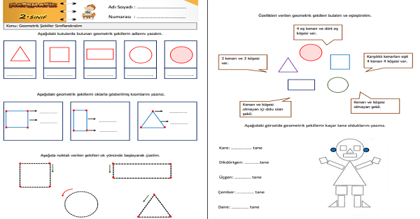 2. Sınıf Matematik Geometrik Şekilleri Sınıflandıralım Etkinliği 1