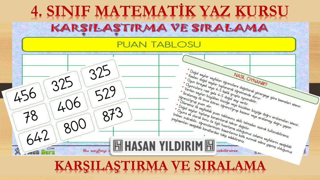 4. Sınıf Matematik Yaz Kursu - Karşılaştırma ve Sıralama Oyunu