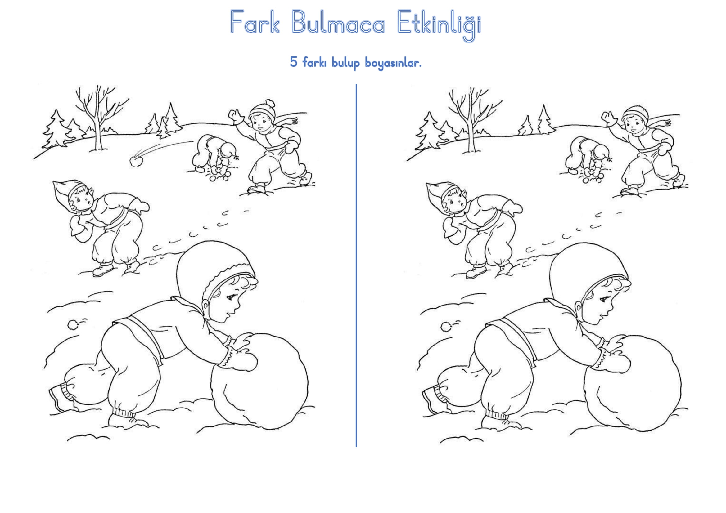 1. Sınıf Uyum Haftası Fark Bulmaca Etkinliği 5