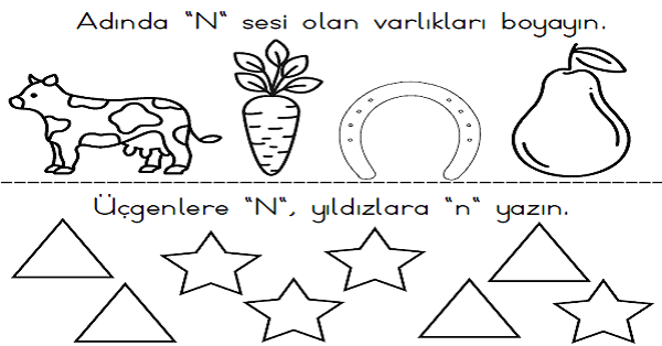 1. Sınıf İlk Okuma Yazma (N-n Sesi) Çalışma Kağıdı