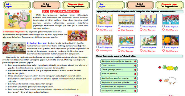 2. Sınıf Hayat Bilgisi Dini Bayramlar Etkinliği