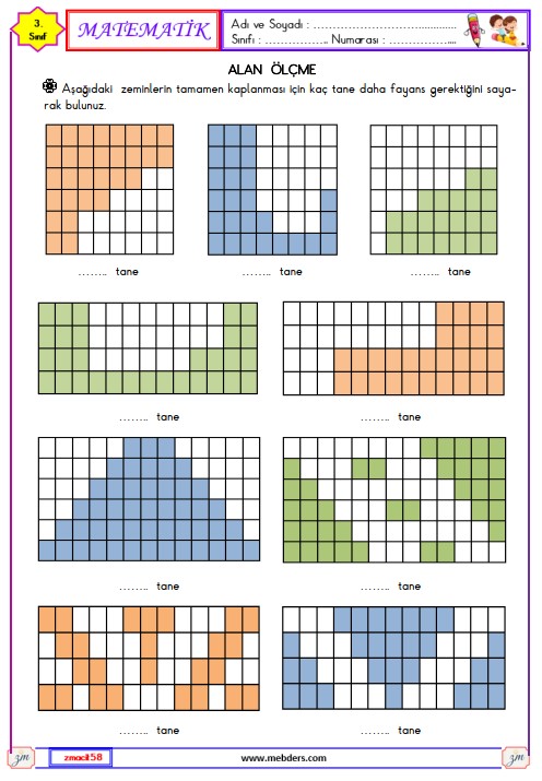 3. Sınıf Matematik Alan Ölçme Etkinliği 6