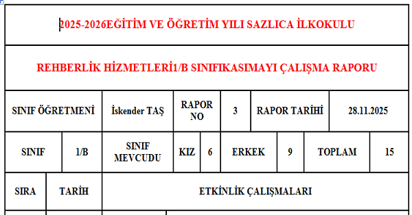 Rehberlik Kasım Ayı Raporu