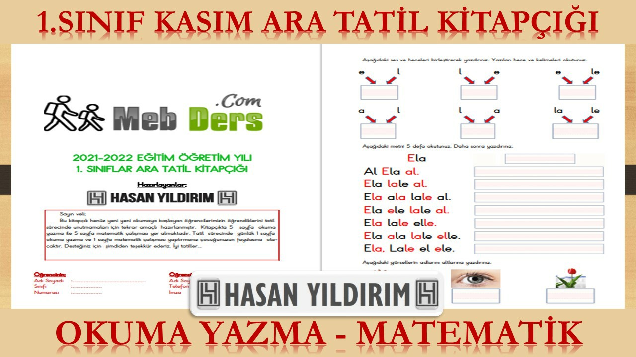 1. Sınıf Kasım Ara Tatil Kitapçığı (Okuma Yazma - Matematik)