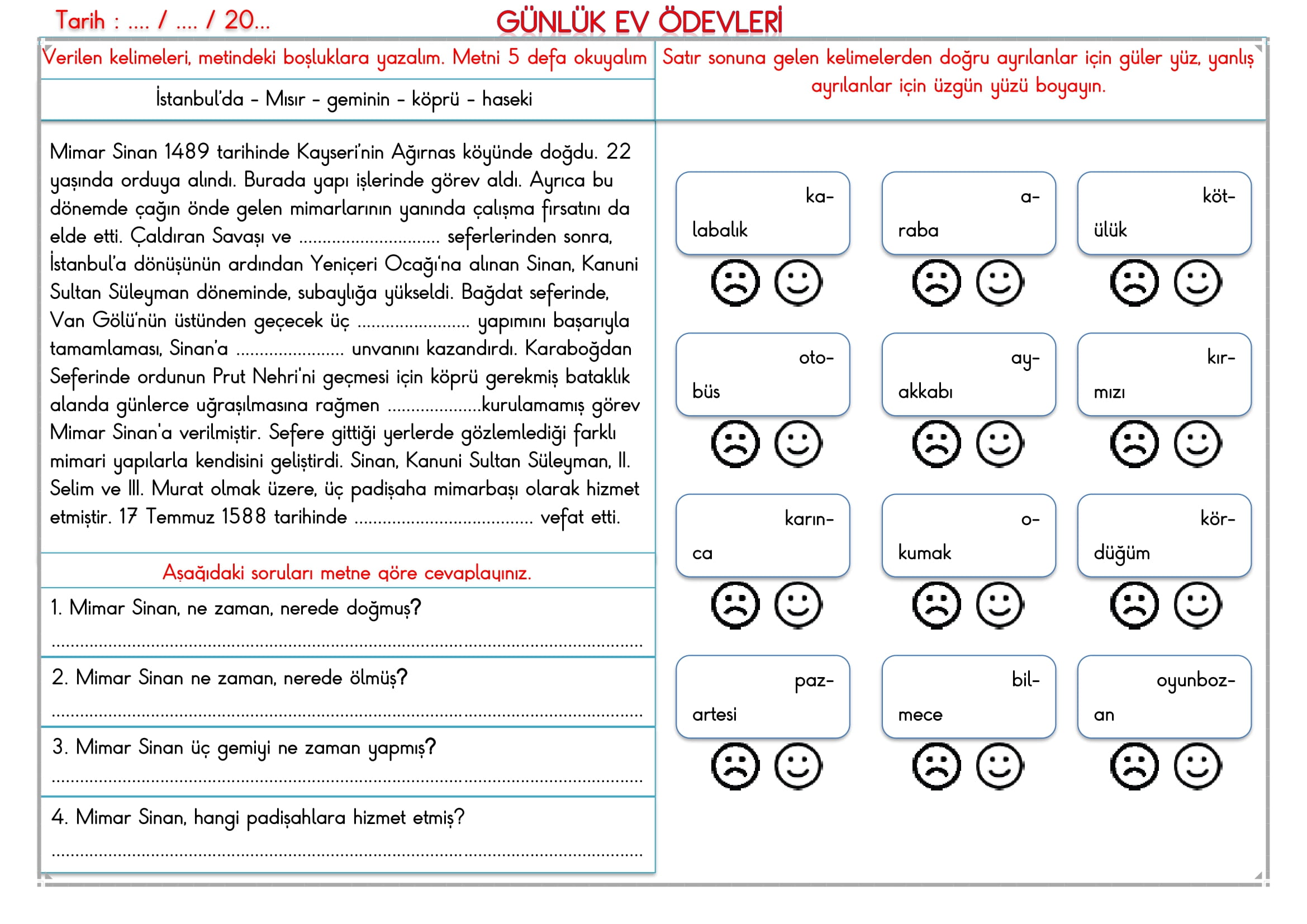 2. Sınıf 07 Mayıs 2025 Günlük Ev Ödevi