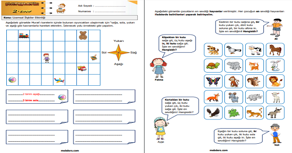 2. Sınıf Matematik Uzamsal İlişkiler Etkinliği 4