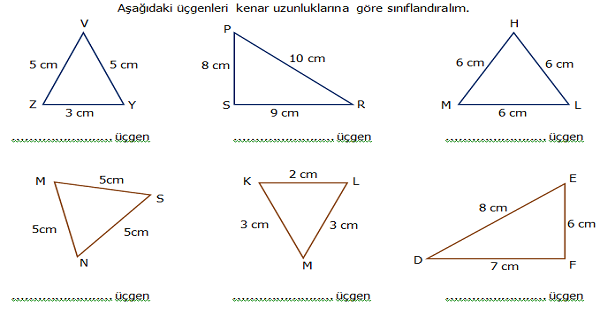 4. Sınıf Matematik Üçgenleri Kenar Uzunluklarına Göre Sınıflandırma Etkinliği 1