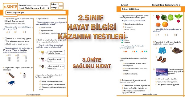 2. Sınıf Hayat Bilgisi Kazanım Testi - 3.Ünite - Sağlıklı Hayat