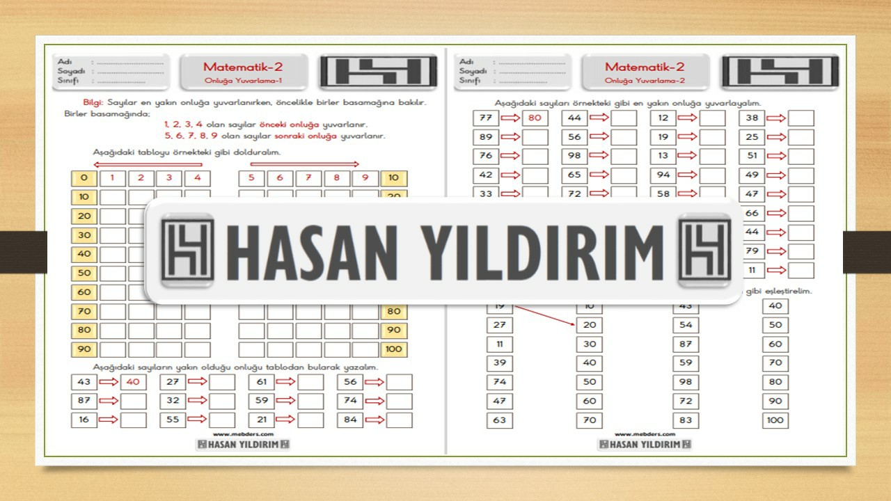 2. Sınıf Matematik Onluğa Yuvarlama Çalışma Sayfaları