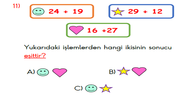 2. Sınıf Haftalık Kazanım Değerlendirme Testi 7.Hafta (23-27 Ekim)