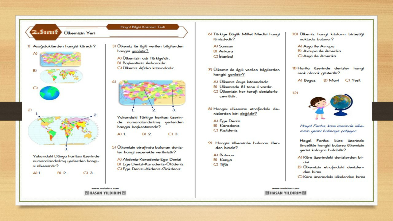 2. Sınıf Hayat Bilgisi Ülkemizin Yeri Testi