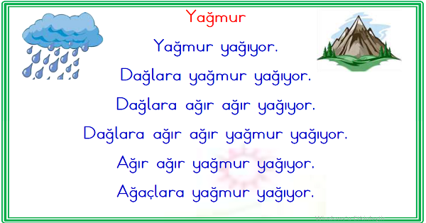 1. Sınıf İlk Okuma Yazma (Ğ-ğ) Karesel Okuma Metinleri
