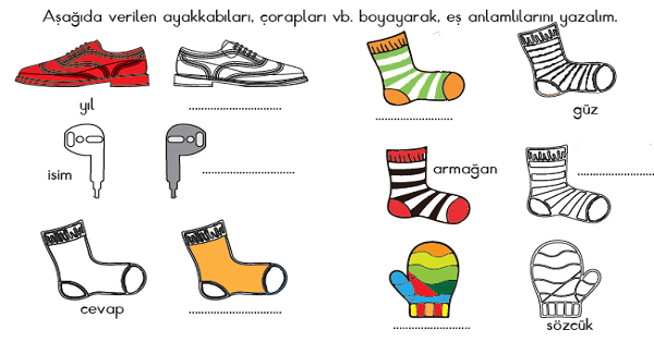 2. Sınıf Türkçe Eş Anlamlı Kelimeler Etkinliği