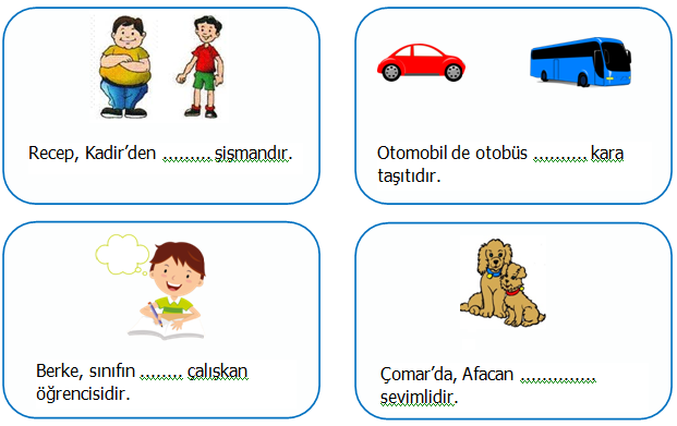 2. Sınıf Türkçe Karşılaştırma Cümleleri Etkinliği 2