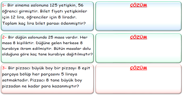 3. Sınıf Matematik Çarpma İşlemi Problemleri-5