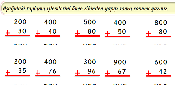 3. Sınıf Matematik Zihinden Toplama İşlemi-1