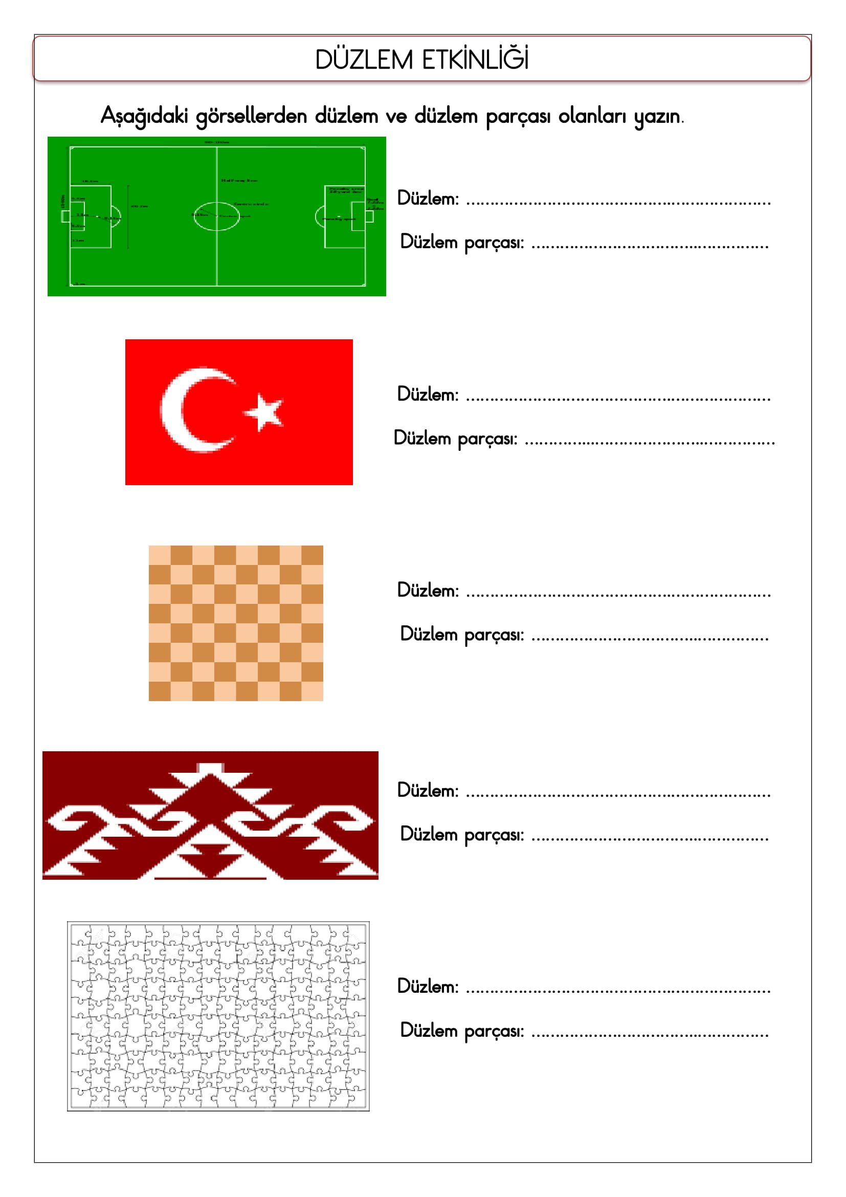 4. Sınıf - Matematik - Düzlem Etkinliği