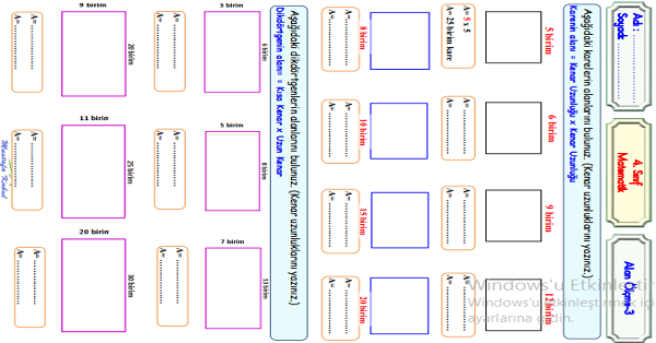 4. Sınıf Matematik Alan Ölçme -3