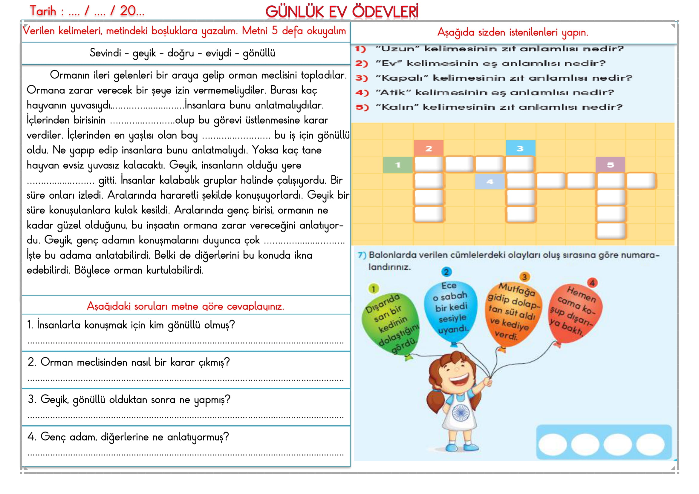 2. Sınıf 27 Şubat 2025 Günlük Ev Ödevi