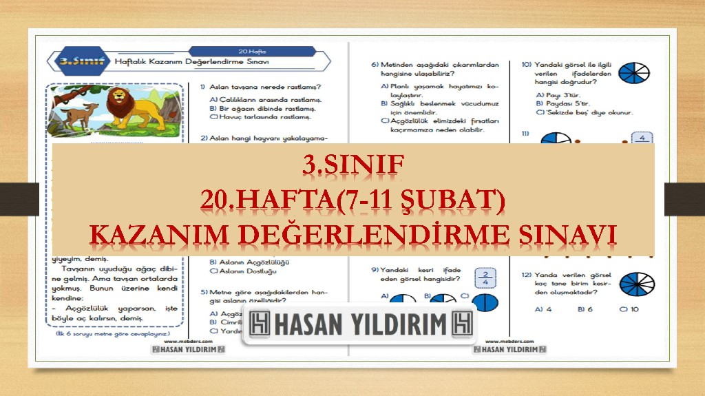 3. Sınıf Haftalık Değerlendirme Testi-20.Hafta(7-11 Şubat)