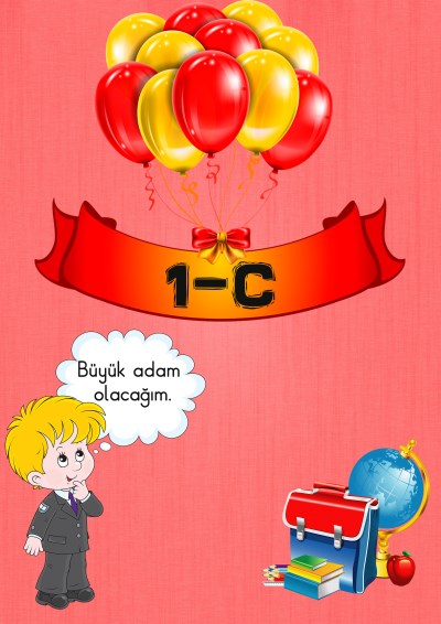 Model 2, 1C şubesi için çocuk ve balonlu kapı süslemesi