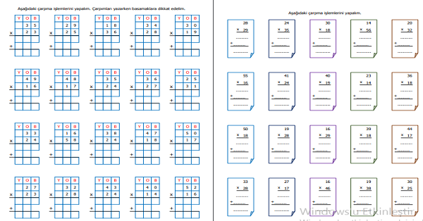 3. Sınıf Matematik Çarpma İşlemi Etkinliği 5 (4 Sayfa)
