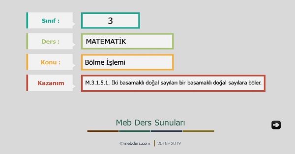 3. Sınıf Matematik Bölme İşlemi Sunusu