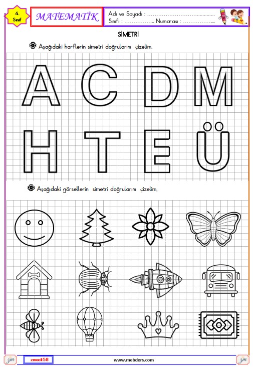 4. Sınıf Matematik Simetri Etkinliği 9