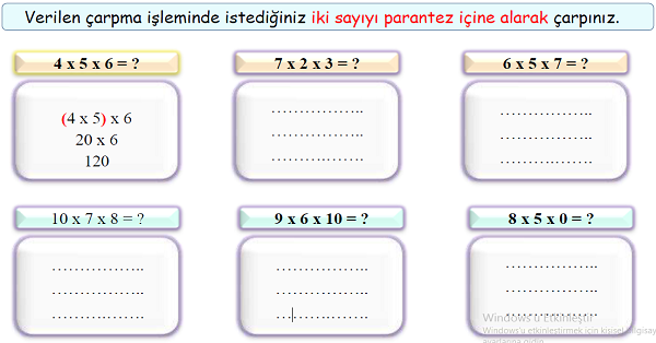 4. Sınıf Matematik Parantezli Çarpma İşlemi Alıştırmaları-4