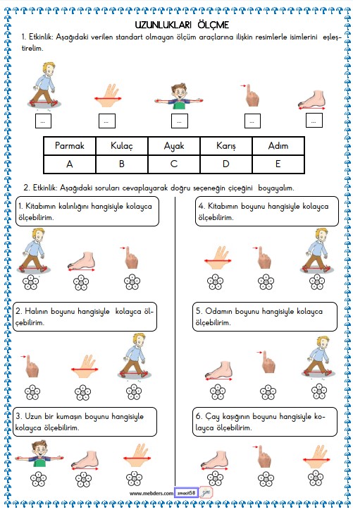 2. Sınıf Matematik Uzunlukları Ölçme Etkinliği 11