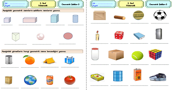 2. Sınıf Matematik Geometrik Cisimler ve Şekiller Etkinliği-3