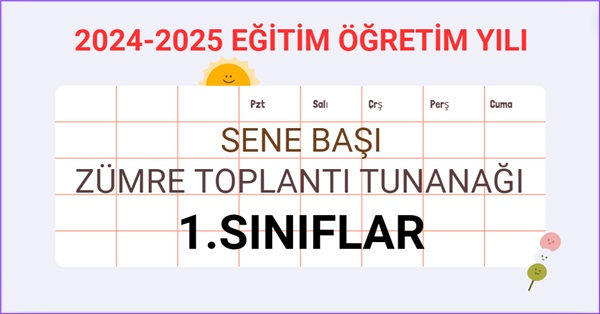 2024-2025 Eğitim Öğretim Yılı 1. Sınıflar Sene Başı Zümre Öğretmenler Kurulu Toplantı Tutanağı