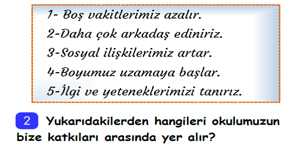 3. Sınıf Hayat Bilgisi Okulumuzda Hayat Ünite Değerlendirme-4