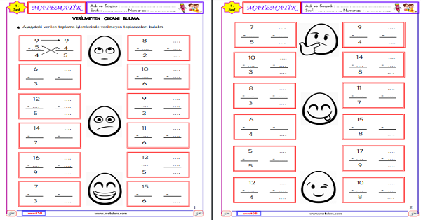 1. Sınıf Matematik Verilmeyen Çıkanı Bulma Etkinliği 3