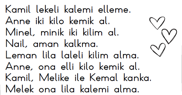 1. Sınıf İlk Okuma Yazma (M-m Sesi) Cümleleri-3 Sayfa-48 Cümle