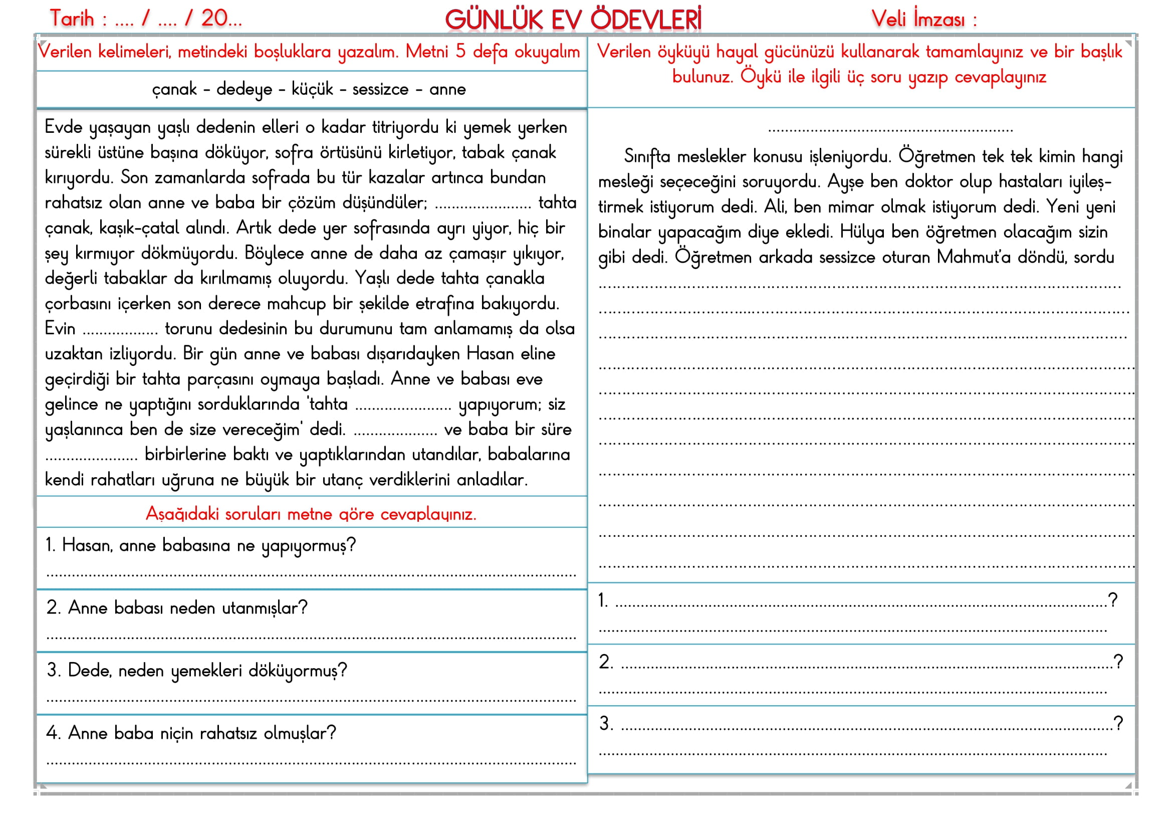 2. Sınıf 16 Aralık 2024 Günlük Ev Ödevi