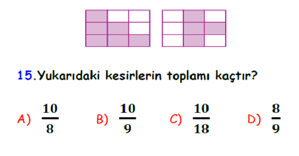 4. Sınıf Matematik Kesirler Yaprak Test-7
