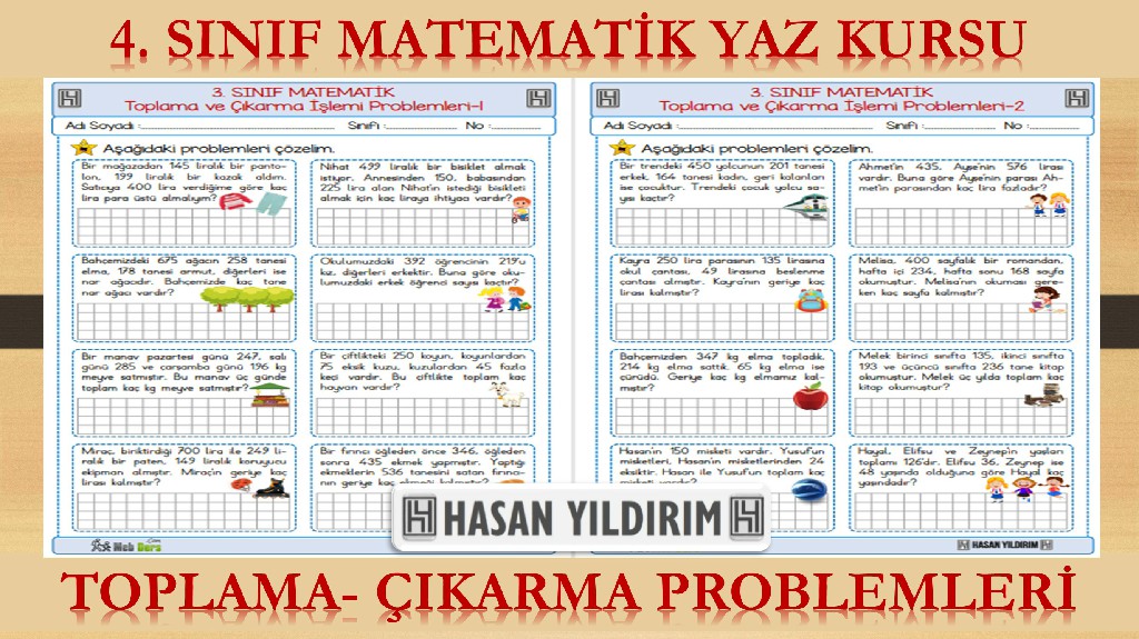 4. Sınıf Matematik Yaz Kursu - Toplama ve Çıkarma İşlemi Problemleri (3. Sınıf Tekrarı)