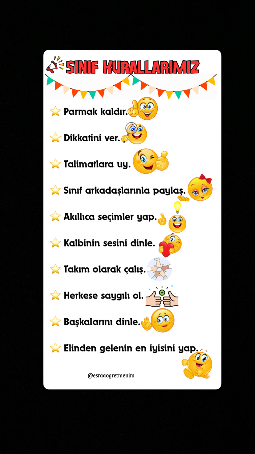 Sınıf Kuralları 12 Sayfalık Afiş
