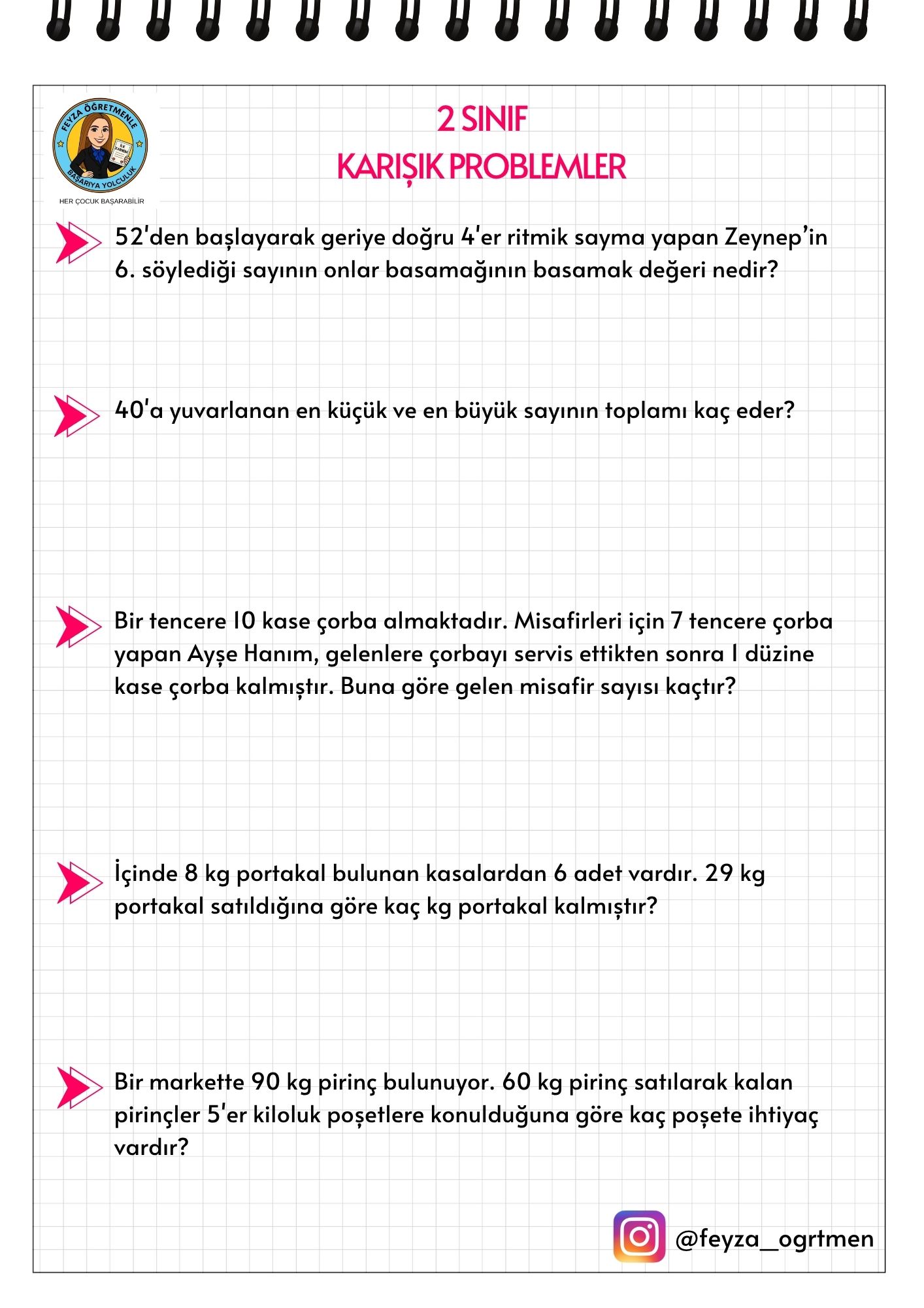2. Sınıf Matematik Karma Problemler