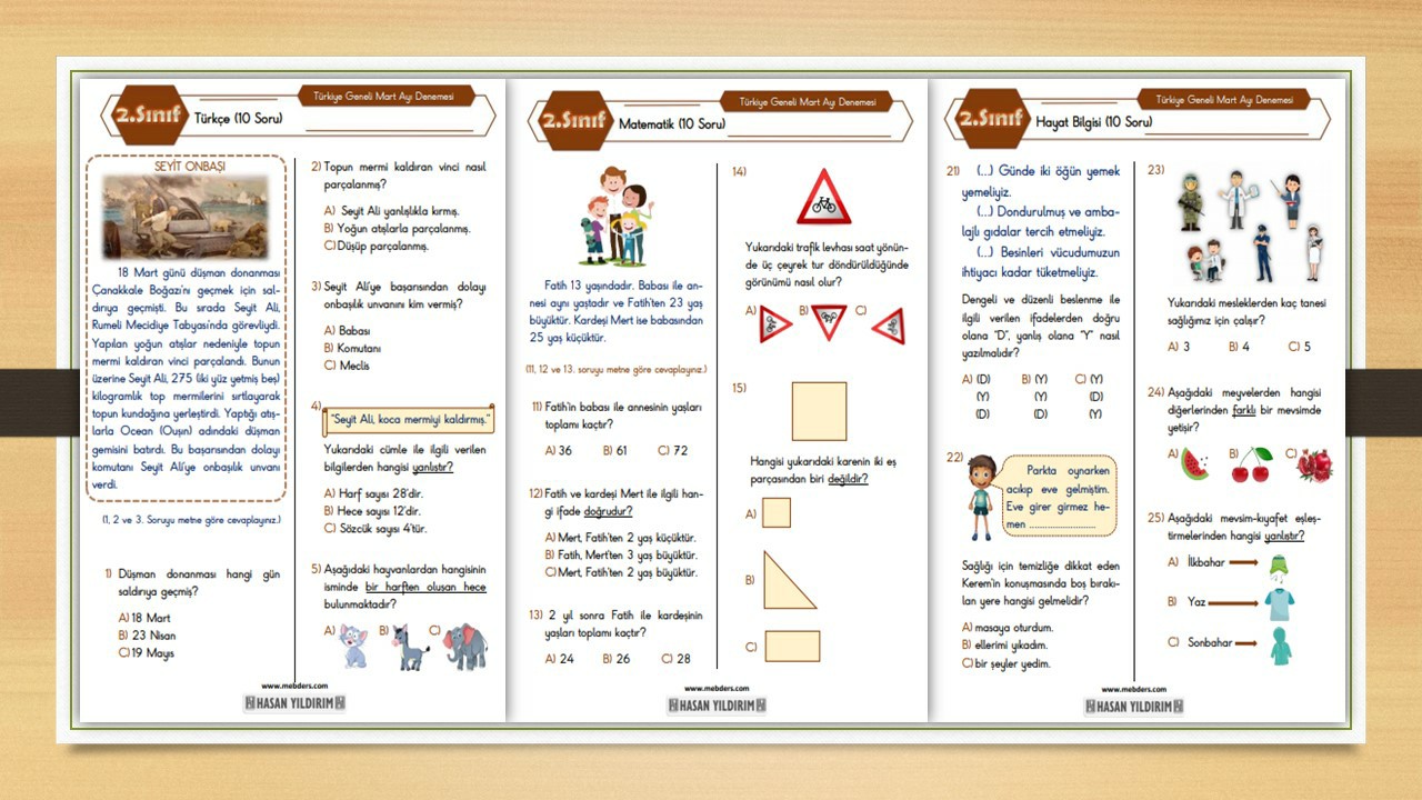 2. Sınıf Mart Ayı Deneme Sınavı (PDF)