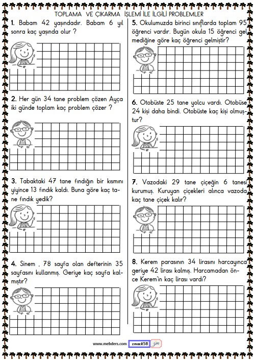 1. Sınıf Matematik Toplama ve Çıkarma İşlemi Problemleri Etkinliği 15
