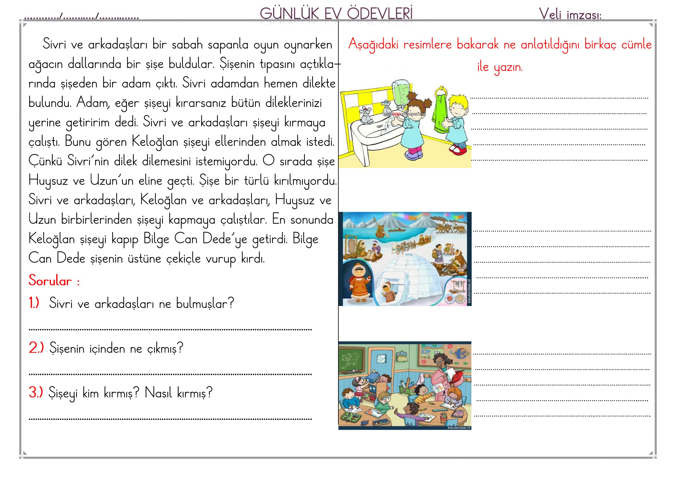 1. Sınıf - 04 Mart 2026 Günlük Ev Ödevleri