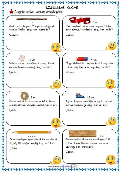 2. Sınıf Matematik Uzunlukları Ölçme Etkinliği 10