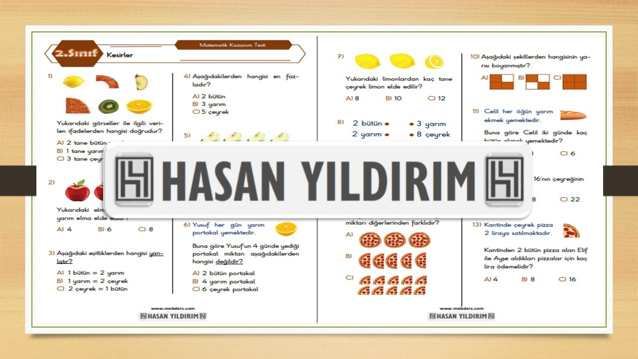 2. Sınıf Matematik Kesirler Testi