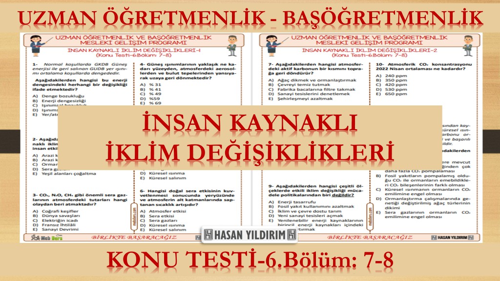 İnsan Kaynaklı İklim Değişiklikleri (Konu Testi-6.Bölüm: 7-8)