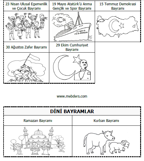 1. Sınıf - Milli ve Dini Bayramlar Defter Etkinliği